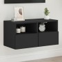 Black engineered wood wall TV cabinet 60x30x30 cm by , TV Furniture - Ref: Foro24-836856, Price: 38,80 €, Discount: %