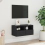 Black engineered wood wall TV cabinet 60x30x30 cm by , TV Furniture - Ref: Foro24-836856, Price: 38,80 €, Discount: %