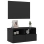 Black engineered wood wall TV cabinet 60x30x30 cm by , TV Furniture - Ref: Foro24-836856, Price: 38,80 €, Discount: %