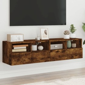 TV wall furniture 2 pcs smoked oak wood 60x30x30 cm by , TV Furniture - Ref: Foro24-836863, Price: 68,76 €, Discount: %