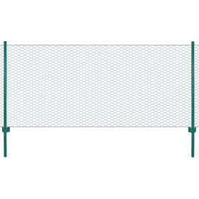 Wire mesh fence with steel posts 25x0.5 m green by vidaXL, fence panels - Ref: Foro24-144603, Price: 71,17 €, Discount: %