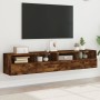 TV wall furniture 2 pcs smoked oak wood 80x30x30 cm by , TV Furniture - Ref: Foro24-836877, Price: 89,81 €, Discount: %