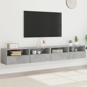 TV wall furniture 2 pcs wood gray concrete 100x30x30 cm by , TV Furniture - Ref: Foro24-836889, Price: 92,13 €, Discount: %