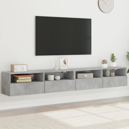 Muebles de pared de TV 2 uds madera gris hormigón 100x30x30 cm de , Muebles TV - Ref: Foro24-836889, Precio: 92,99 €, Descuen...