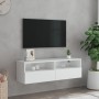 White engineered wood TV wall cabinet 100x30x30 cm by , TV Furniture - Ref: Foro24-836882, Price: 60,16 €, Discount: %