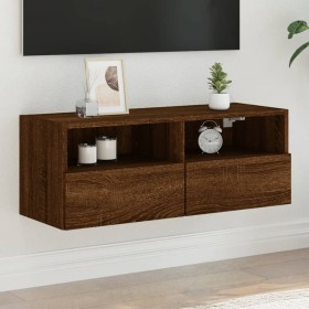 Mueble de pared TV madera ingeniería marrón roble 80x30x30 cm de , Muebles TV - Ref: Foro24-836880, Precio: 48,99 €, Descuent...