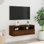 Oak brown engineered wood TV wall cabinet 80x30x30 cm by , TV Furniture - Ref: Foro24-836880, Price: 47,25 €, Discount: %