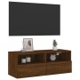 Oak brown engineered wood TV wall cabinet 80x30x30 cm by , TV Furniture - Ref: Foro24-836880, Price: 47,25 €, Discount: %