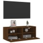 Mueble de pared TV madera ingeniería marrón roble 80x30x30 cm de , Muebles TV - Ref: Foro24-836880, Precio: 47,20 €, Descuent...