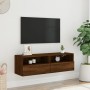 Oak brown engineered wood TV wall cabinet 100x30x30 cm by , TV Furniture - Ref: Foro24-836894, Price: 64,96 €, Discount: %