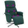 Recliner massage chair with footrest dark green fabric by , Armchairs - Ref: Foro24-356673, Price: 203,64 €, Discount: %