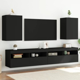 TV wall furniture 2 pcs engineered wood black 40.5x30x60 cm by , TV Furniture - Ref: Foro24-836913, Price: 66,17 €, Discount: %