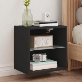 Wall bedside tables with LED lights 2 units black by , TV Furniture - Ref: Foro24-837067, Price: 56,39 €, Discount: %