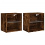 Wall bedside tables with LED lights 2 pcs smoked oak by , TV Furniture - Ref: Foro24-837073, Price: 56,28 €, Discount: %