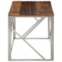 Silver Stainless Steel and Solid Wood Coffee Table by , Coffee table - Ref: Foro24-349941, Price: 89,99 €, Discount: %