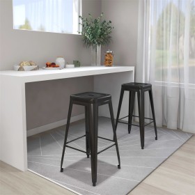 Stackable bar stools 2 units in black metal by vidaXL, Kitchen stools - Ref: Foro24-248147, Price: 153,84 €, Discount: %