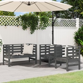 Garden furniture set 3 pieces solid gray pine wood by , Garden sets - Ref: Foro24-825144, Price: 242,99 €, Discount: %