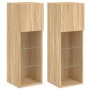 TV cabinets with LED lights 2 pcs Sonoma oak 30.5x30x90 cm by , TV Furniture - Ref: Foro24-837006, Price: 107,04 €, Discount: %