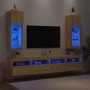 TV cabinets with LED lights 2 pcs Sonoma oak 30.5x30x90 cm by , TV Furniture - Ref: Foro24-837006, Price: 107,04 €, Discount: %