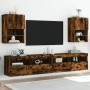 TV cabinets with LED lights 2 pcs smoked oak 40.5x30x60 cm by , TV Furniture - Ref: Foro24-837038, Price: 80,39 €, Discount: %