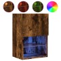 TV cabinets with LED lights 2 pcs smoked oak 40.5x30x60 cm by , TV Furniture - Ref: Foro24-837038, Price: 80,39 €, Discount: %