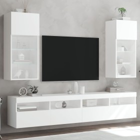 Muebles para TV con luces LED 2 uds blanco 40,5x30x90 cm de , Muebles TV - Ref: Foro24-837044, Precio: 100,99 €, Descuento: %