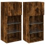 TV cabinets with LED lights 2 pcs smoked oak 40.5x30x90 cm by , TV Furniture - Ref: Foro24-837052, Price: 101,75 €, Discount: %