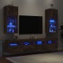 TV cabinets with LED lights 2 pcs smoked oak 40.5x30x90 cm by , TV Furniture - Ref: Foro24-837052, Price: 101,75 €, Discount: %