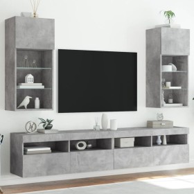 Muebles de TV con luces LED 2 uds gris hormigón 40,5x30x90 cm de , Muebles TV - Ref: Foro24-837050, Precio: 96,99 €, Descuent...