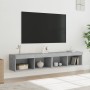 Muebles de TV con luces LED 2 uds gris hormigón 80x30x30 cm de , Muebles TV - Ref: Foro24-837148, Precio: 79,16 €, Descuento: %