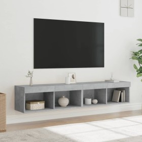 Muebles de TV con luces LED 2 uds gris hormigón 80x30x30 cm de , Muebles TV - Ref: Foro24-837148, Precio: 78,99 €, Descuento: %