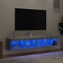 Muebles de TV con luces LED 2 uds gris hormigón 80x30x30 cm de , Muebles TV - Ref: Foro24-837148, Precio: 79,16 €, Descuento: %