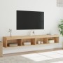 Muebles de TV con luces LED 2 uds roble Sonoma 100x30x30 cm de , Muebles TV - Ref: Foro24-837160, Precio: 87,88 €, Descuento: %