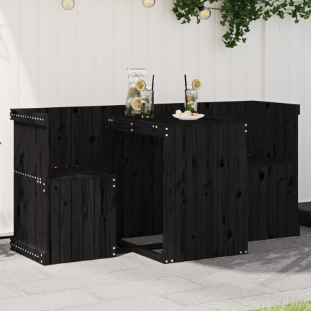 2-Sitzer-Balkon-Set aus massivem schwarzem Kiefernholz von , Gartensets - Ref: Foro24-825062, Preis: 149,58 €, Rabatt: %