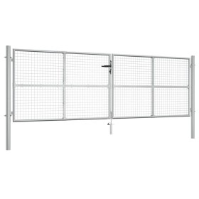 Silver galvanized steel garden gate 415x175 cm by vidaXL, garden gates - Ref: Foro24-144300, Price: 548,99 €, Discount: %