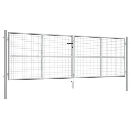 Puerta de jardín de acero galvanizado plateado 415x175 cm de vidaXL, Puertas de jardín - Ref: Foro24-144300, Precio: 548,99 €...