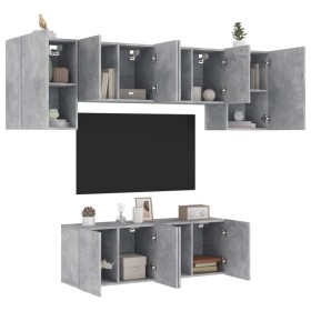 Wall TV cabinets 6 pieces concrete gray engineered wood by , TV Furniture - Ref: Foro24-3216442, Price: 213,99 €, Discount: %