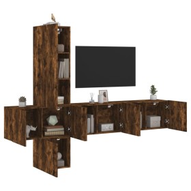 Wall TV cabinets 5 pieces engineered wood smoked oak by , TV Furniture - Ref: Foro24-3216461, Price: 228,99 €, Discount: %