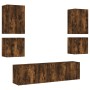 Wall TV cabinets 6 pieces engineered wood smoked oak by , TV Furniture - Ref: Foro24-3216475, Price: 203,33 €, Discount: %