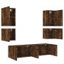 Wall TV cabinets 6 pieces engineered wood smoked oak by , TV Furniture - Ref: Foro24-3216475, Price: 203,33 €, Discount: %