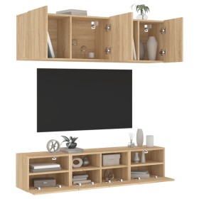 TV wall cabinets 5 pcs engineered wood Sonoma oak by , TV Furniture - Ref: Foro24-3216513, Price: 157,59 €, Discount: %