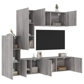 TV Wall Cabinets 5 Pieces Sonoma Gray Engineered Wood by , TV Furniture - Ref: Foro24-3216494, Price: 271,04 €, Discount: %