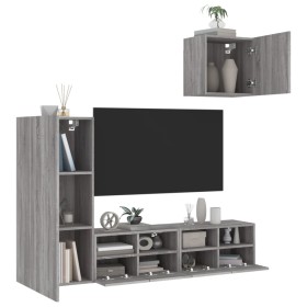 TV Wall Cabinets 4 Pieces Sonoma Gray Engineered Wood by , TV Furniture - Ref: Foro24-3216505, Price: 158,99 €, Discount: %