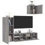 TV Wall Cabinets 4 Pieces Sonoma Gray Engineered Wood by , TV Furniture - Ref: Foro24-3216505, Price: 158,59 €, Discount: %