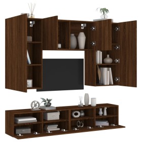 Wall TV cabinets 5 pcs oak brown engineered wood by , TV Furniture - Ref: Foro24-3216524, Price: 234,99 €, Discount: %