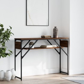 Console table shelf engineered wood brown oak 105x30x75cm by , Side tables - Ref: Foro24-837796, Price: 30,00 €, Discount: %