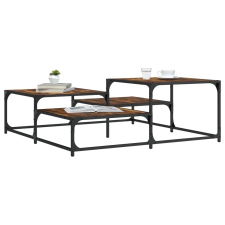 Mesa de centro madera de ingeniería roble ahumado 107x107x40 cm de , Mesas de centro - Ref: Foro24-837754, Precio: 48,78 €, D...