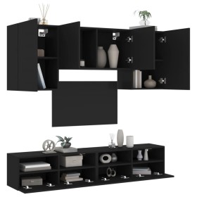 5-Piece Black Engineered Wood Wall TV Cabinets by , TV Furniture - Ref: Foro24-3216526, Price: 198,78 €, Discount: %