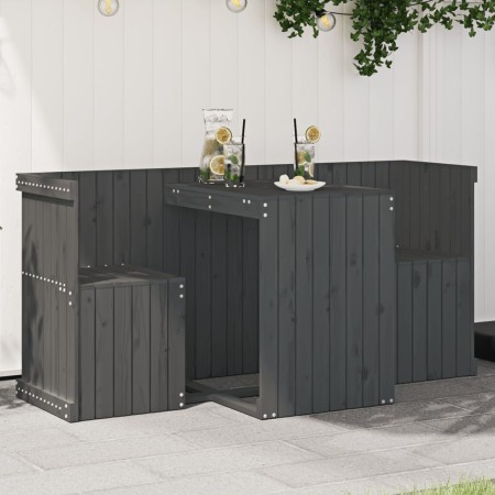 2 seater balcony set solid gray pine wood by , Garden sets - Ref: Foro24-825060, Price: 149,87 €, Discount: %