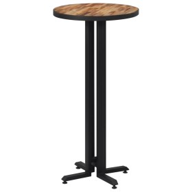 Solid recycled teak round high bar table Ø55x110 cm by , Kitchen and dining tables - Ref: Foro24-358511, Price: 222,88 €, Dis...